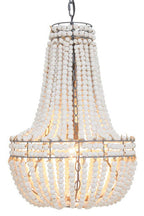 Antique White Wooden Beads Chandelier | Lapiz