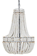 Antique White Wooden Beads Chandelier | Lapiz