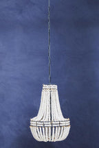 Antique White Wooden Beads Chandelier | Lapiz