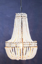 Antique White Wooden Beads Chandelier | Lapiz