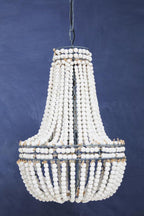 Antique White Wooden Beads Chandelier | Lapiz