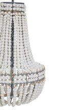 Antique White Wooden Beads Chandelier | Lapiz