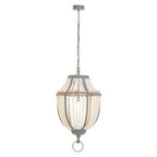 Antique White Wooden Beads and Grey Pendant Light | Lapiz
