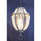 Antique White Wooden Beads and Grey Pendant Light | Lapiz