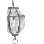 Antique White Wooden Beads and Grey Pendant Light | Lapiz