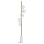 White Marble and Brass Finish 5 Bulb Floor Lamp | Abira