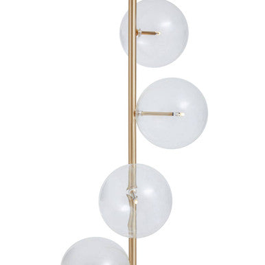 White Marble and Brass Finish 5 Bulb Floor Lamp | Abira