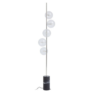 Black Marble and Nickel Finish 5 Bulb Floor Lamp | Abira