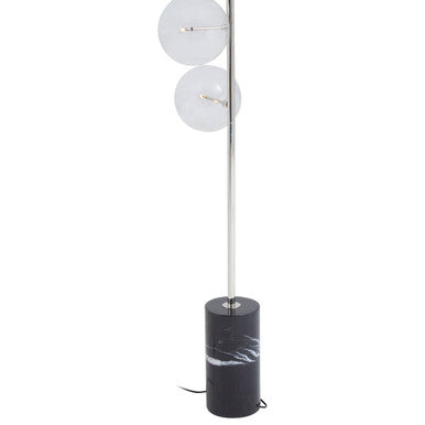 Black Marble and Nickel Finish 5 Bulb Floor Lamp | Abira