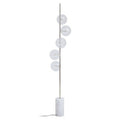 White Marble and Nickel Finish 5 Bulb Floor Lamp | Abira