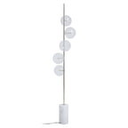 White Marble and Nickel Finish 5 Bulb Floor Lamp | Abira