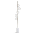 White Marble and Nickel Finish 5 Bulb Floor Lamp | Abira