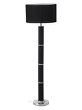 Black Snake Leather Effect Floor Lamp with Chrome Base and Black Shade | Hanah