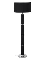 Black Snake Leather Effect Floor Lamp with Chrome Base and Black Shade | Hanah