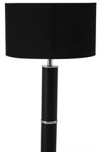 Black Snake Leather Effect Floor Lamp with Chrome Base and Black Shade | Hanah