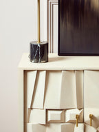 Brushed Brass Table Lamp with Black Marble Base | Murdoch