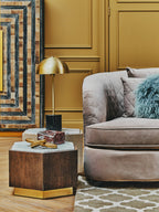 Brushed Brass Table Lamp with Black Marble Base | Murdoch