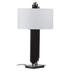 Black Table Lamp with White Linen Shade | Impero