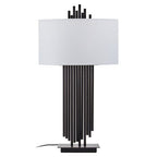 Black Table Lamp with White Linen Shade | Impero