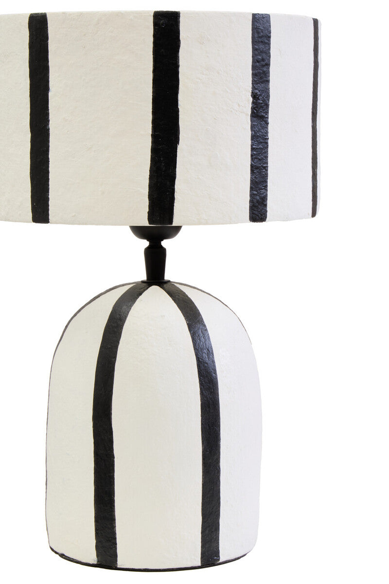 Carta Black and White Stripe Papier Mache Table Lamp
