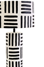 Black and White Papier Mache Table Lamp with Geometric Lines | Carta