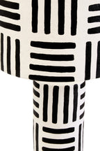 Black and White Papier Mache Table Lamp with Geometric Lines | Carta