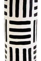 Black and White Papier Mache Table Lamp with Geometric Lines | Carta