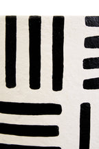 Black and White Papier Mache Table Lamp with Geometric Lines | Carta