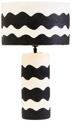 Black and White Curved Stripe Papier Mache Table Lamp | Carta
