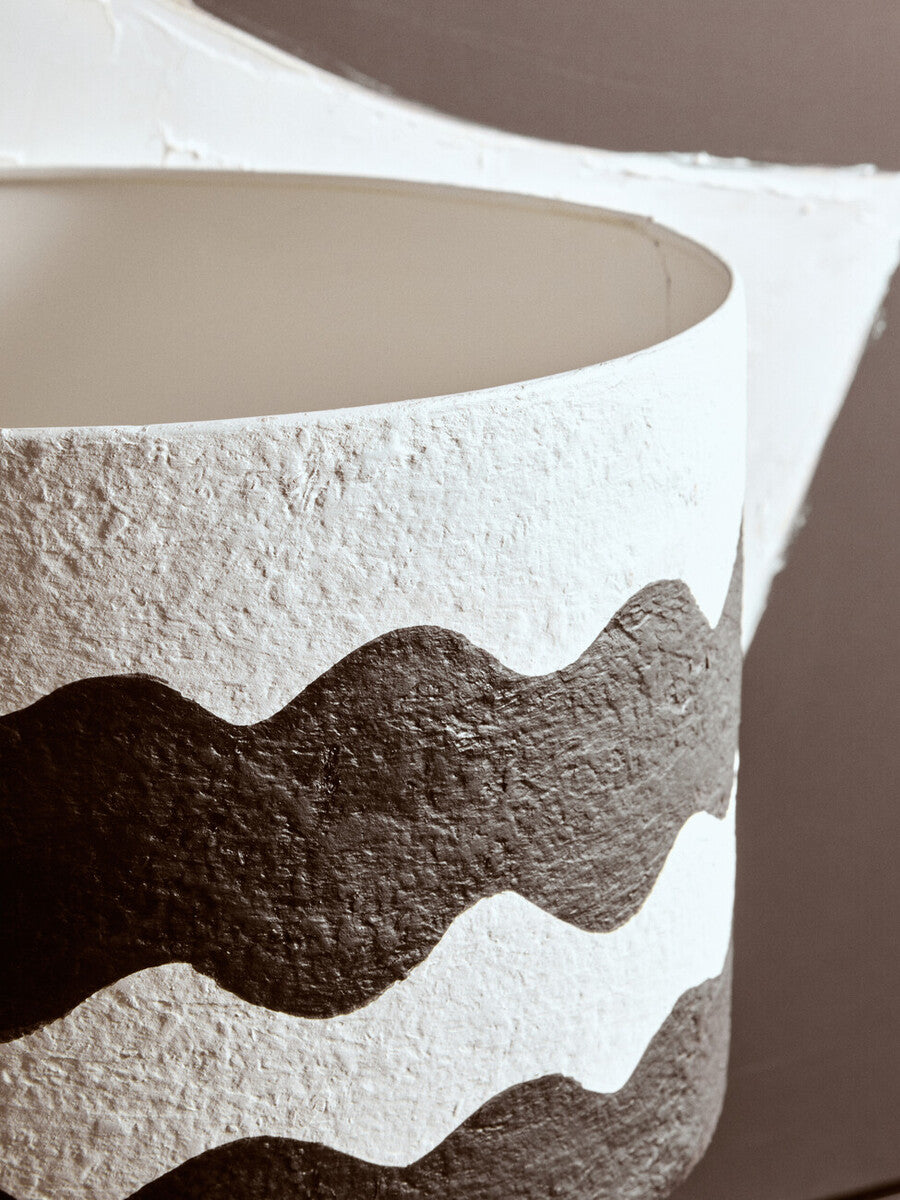 Carta Black And White Curved Stripe Papier Mache Table Lamp