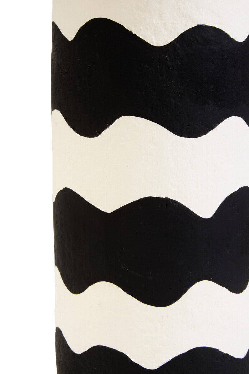 Carta Black And White Curved Stripe Papier Mache Table Lamp