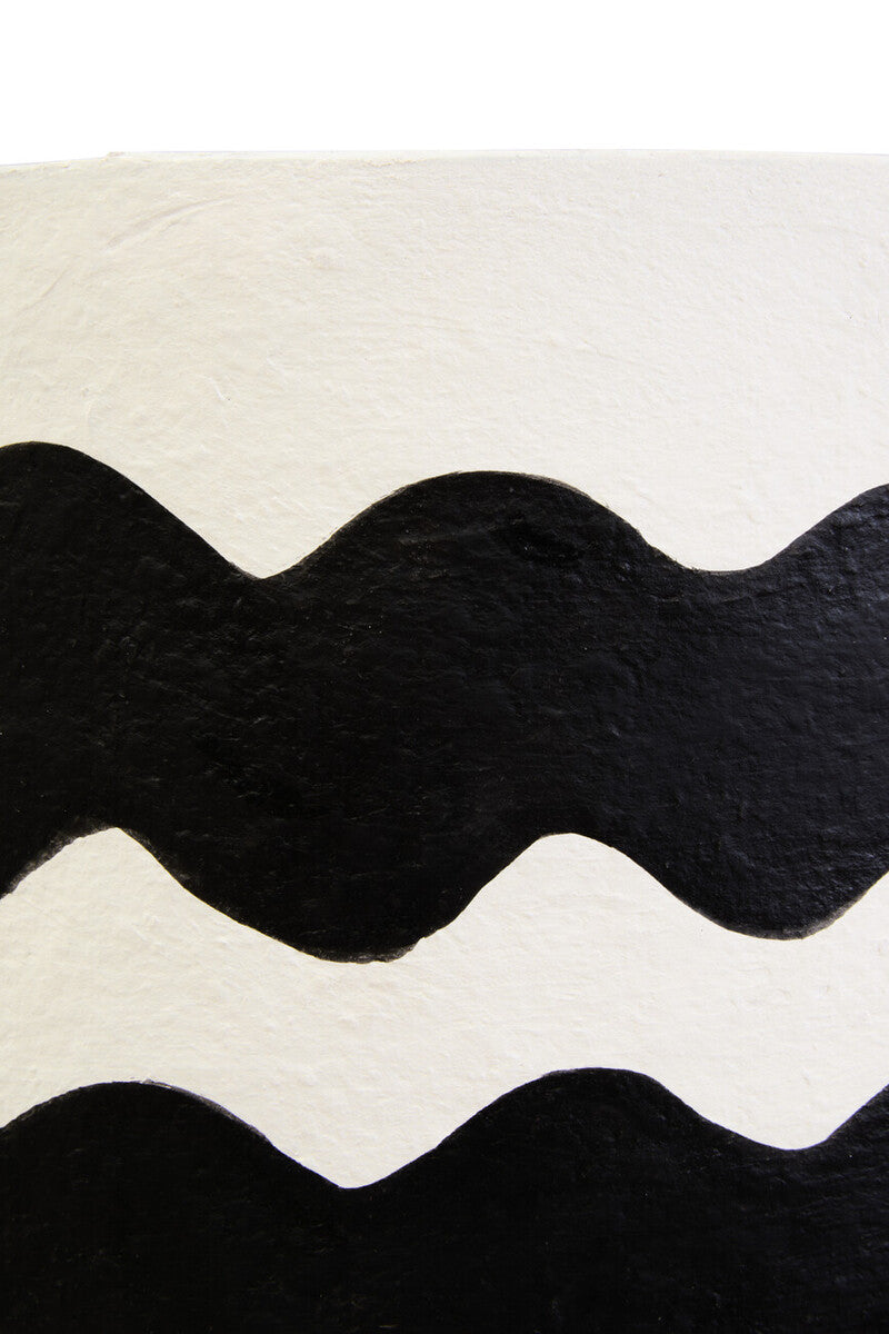 Carta Black And White Curved Stripe Papier Mache Table Lamp