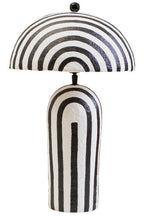 Black and White Stripe Papier Mache Table Lamp with Dome Shade | Carta