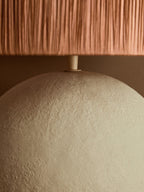 Natural Papier Mache Table Lamp with Rust Raffia Shade | Carta