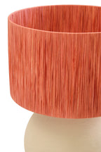 Natural Papier Mache Table Lamp with Rust Raffia Shade | Carta