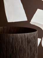 White Papier Mache Table Lamp with Black Raffia Shade | Carta