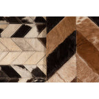 Bosie Large Brown Hair on Leather Chevron Patchwork Rug | Safira