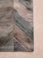 Bosie Small Grey Hair on Leather Chevron Patchwork Rug | Safira