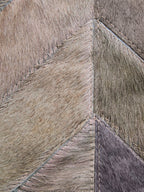 Bosie Small Grey Hair on Leather Chevron Patchwork Rug | Safira