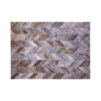Bosie Large Grey Hair on Leather Chevron Patchwork Rug | Safira