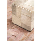 Bosie Large Grey Hair on Leather Chevron Patchwork Rug | Safira