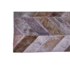 Bosie Large Grey Hair on Leather Chevron Patchwork Rug | Safira