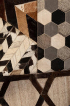 Bosie Large Grey Rug with Black Hair on Leather | Safira