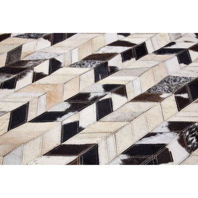 Bosie Small Hair on Leather Chevron Patchwork Rug | Safira