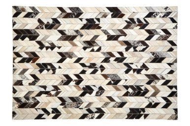 Bosie Large Hair on Leather Chevron Patchwork Rug | Safira