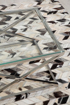 Bosie Large Hair on Leather Chevron Patchwork Rug | Safira