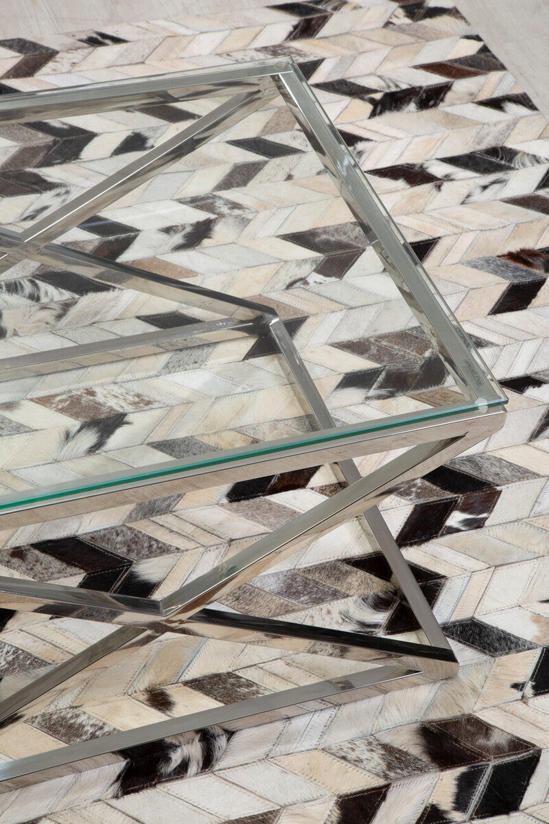 Bosie Large Hair on Leather Chevron Patchwork Rug | Safira