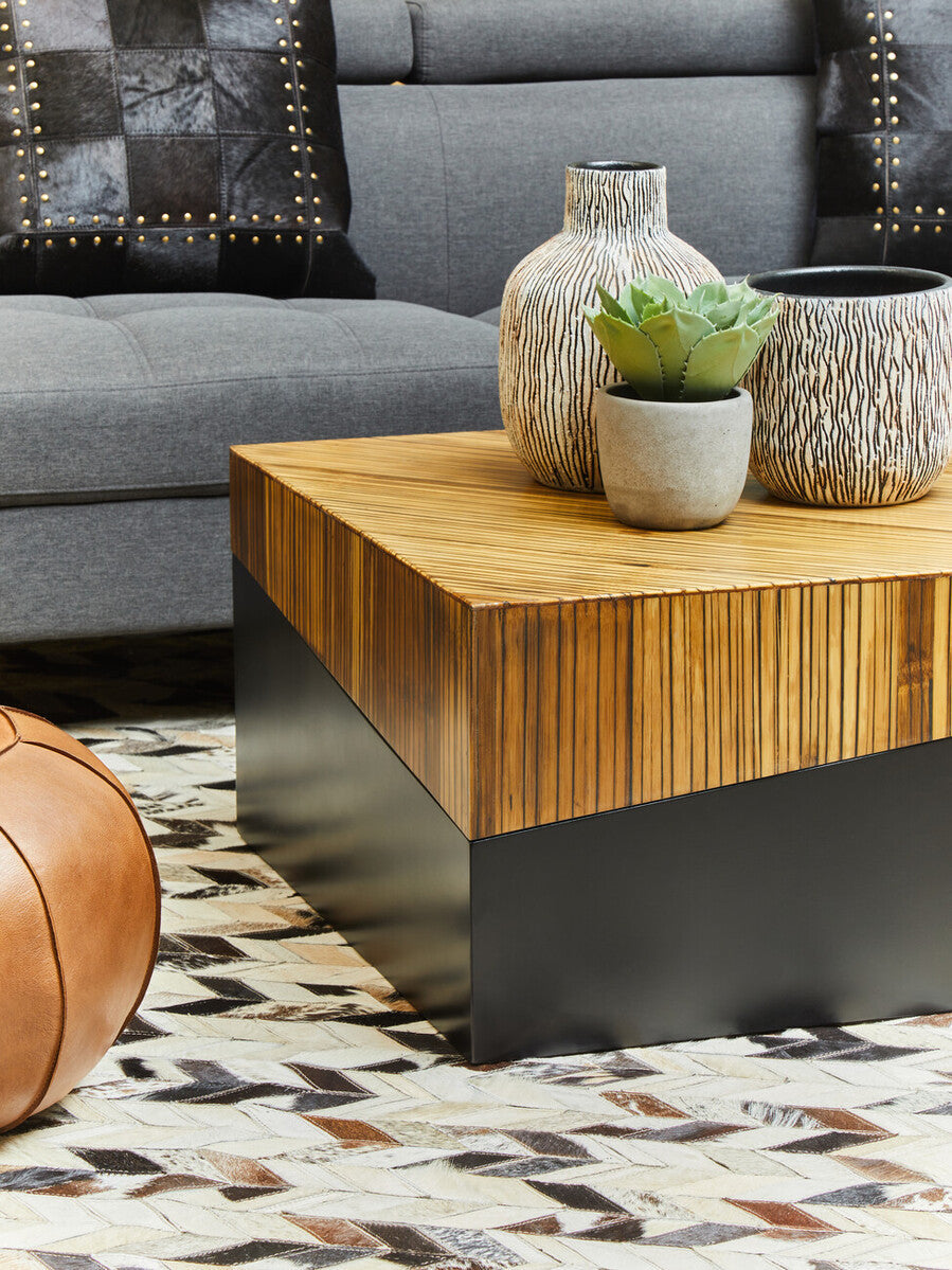 Bosie Large Hair on Leather Chevron Patchwork Rug | Safira