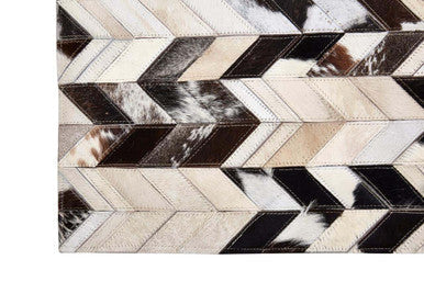 Bosie Large Hair on Leather Chevron Patchwork Rug | Safira