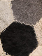 Bosie Large Hair on Leather Hexagon Patchwork Rug | Safira